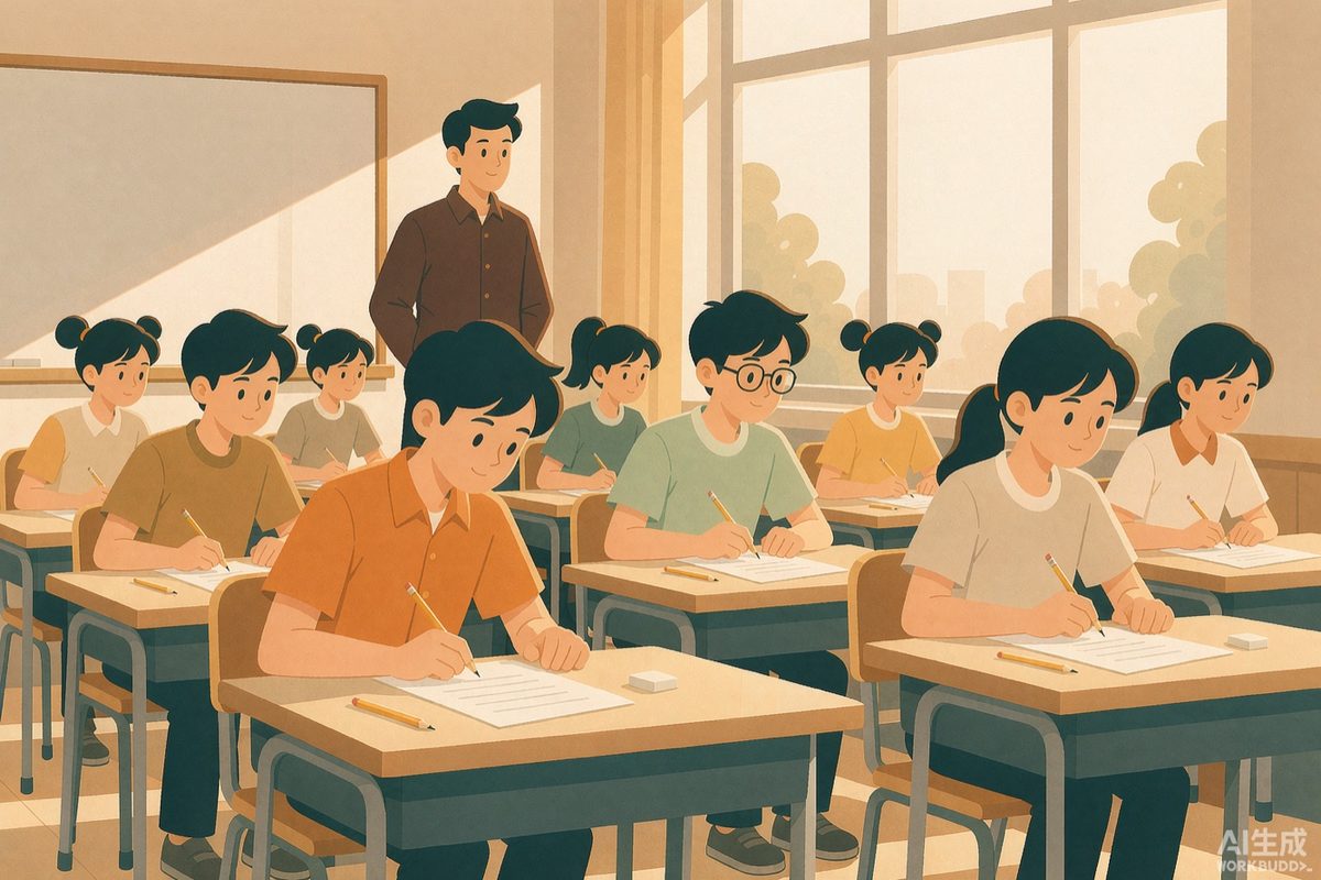 四川高职单招文化素质测试考场示意图，学生在教室集中答题